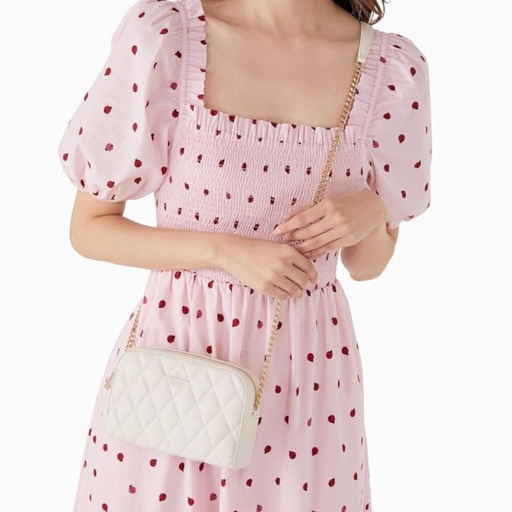 NWT Retails$398 Kate Spade Quilted Cream Leather Bag with Gold Crossbody Bag - Picture 10 of 10